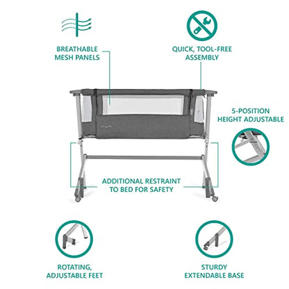 Dream On Me Skylar Bassinet and Bedside Sleeper (Grey) - Kidsy