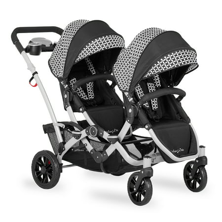 Dream On Me Track Tandem Double Umbrella Stroller (Black & White) - Kidsy