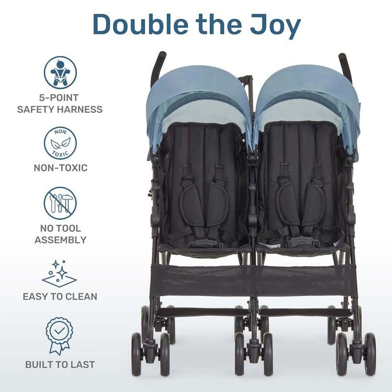 Dream on Me Twin Venture Umbrella Stroller (Light Blue) - Kidsy