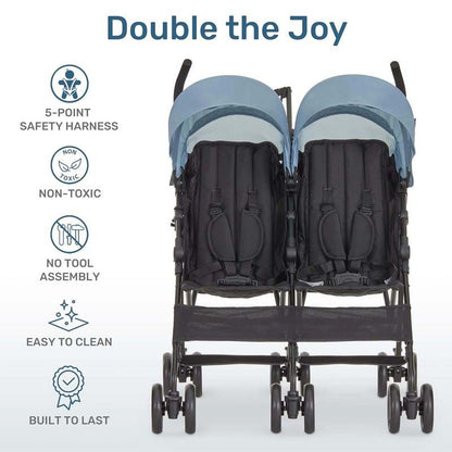 Dream on Me Twin Venture Umbrella Stroller (Light Blue) - Kidsy