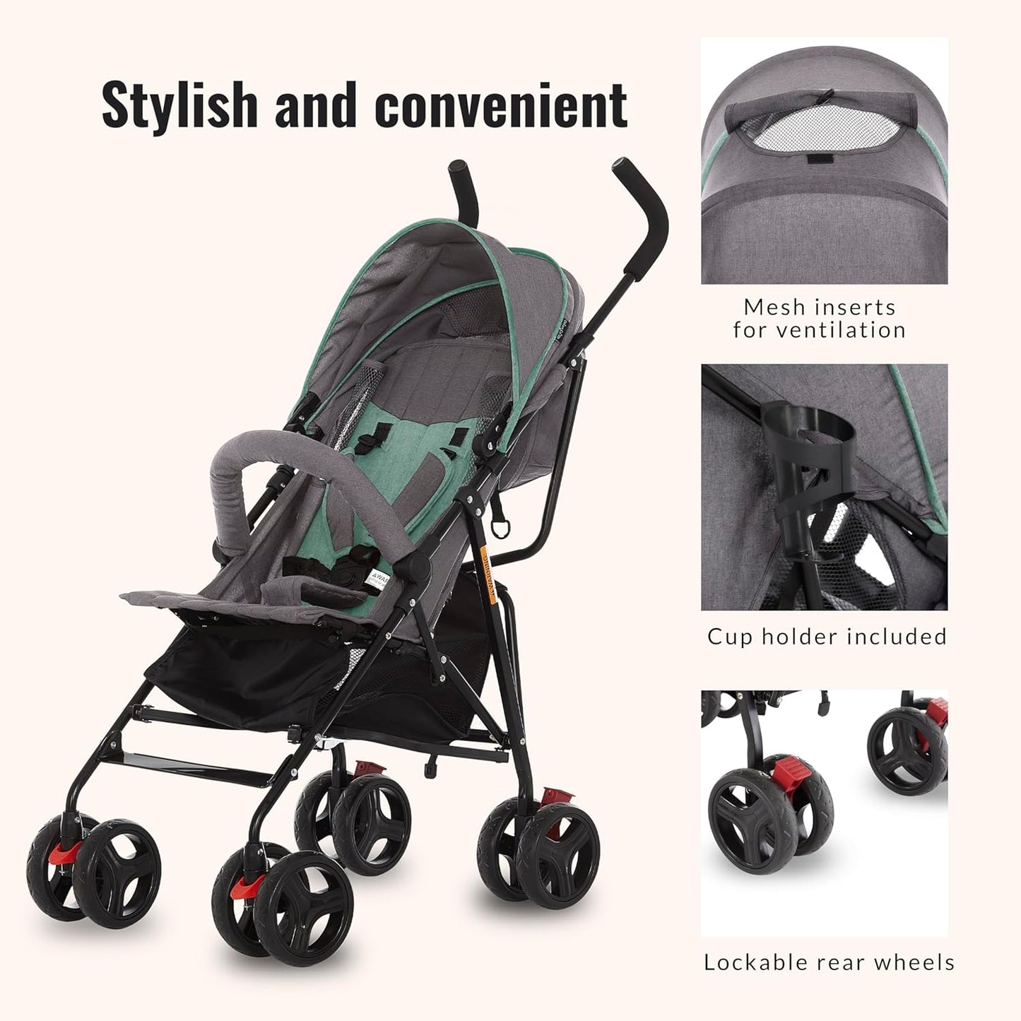 Dream On Me Vista Moonwalk Baby Stroller (Mint) - Kidsy