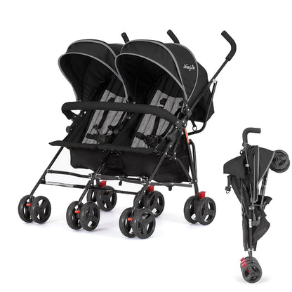 Dream On Me Volgo Twin Umbrella Stroller (Black) - Kidsy