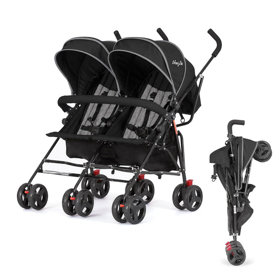 Dream On Me Volgo Twin Umbrella Stroller (Black) - Kidsy