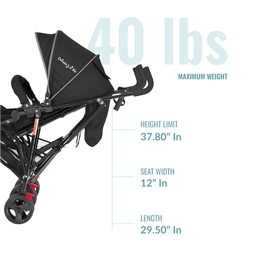 Dream On Me Volgo Twin Umbrella Stroller (Black) - Kidsy