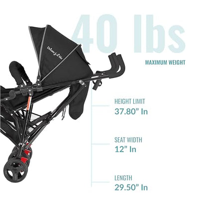 Dream On Me Volgo Twin Umbrella Stroller (Black) - Kidsy