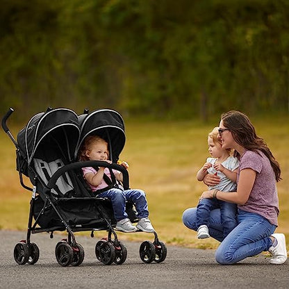 Dream On Me Volgo Twin Umbrella Stroller (Black) - Kidsy