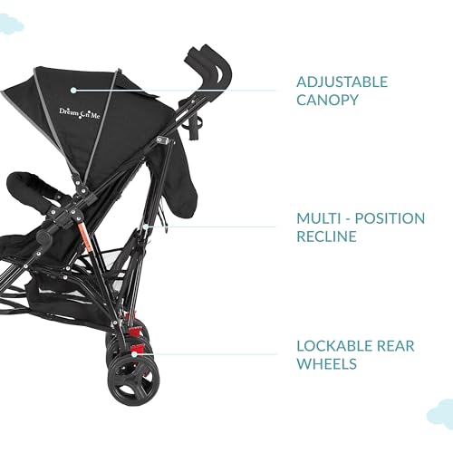 Dream On Me Volgo Twin Umbrella Stroller (Black) - Kidsy