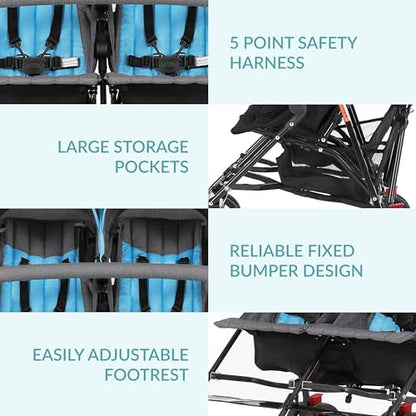 Dream On Me Volgo Twin Umbrella Stroller (Blue) - Kidsy