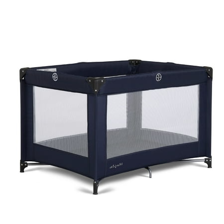 Dream on Me Zazzy Portable Play Yard with Bassinet (Navy) - Kidsy