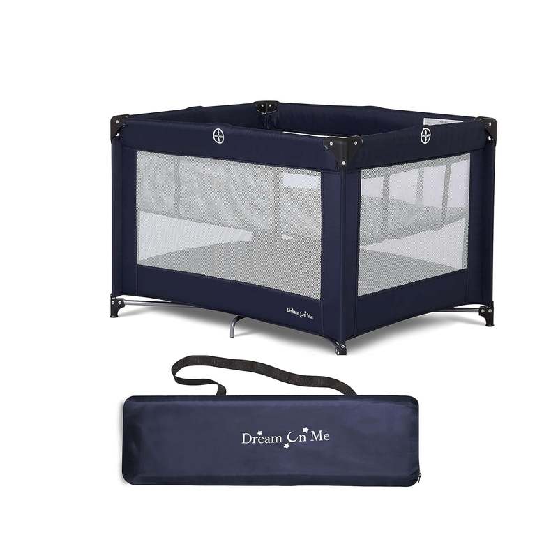 Dream on Me Zazzy Portable Play Yard with Bassinet (Navy) - Kidsy