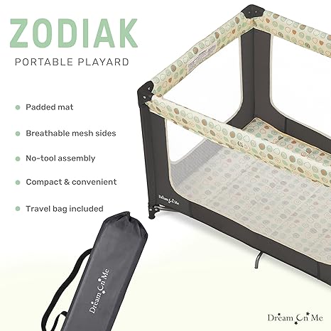 Dream On Me Zodiak Portable Baby Playard (Grey) - Kidsy