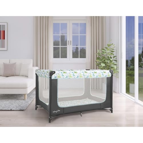 Dream on Me Zodiak Portable Play Yard (Grey/Green) - Kidsy