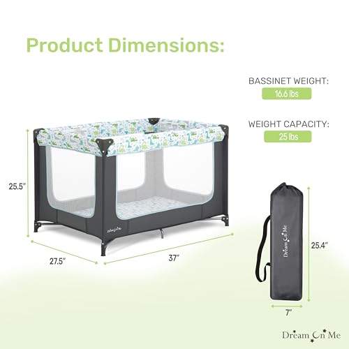 Dream on Me Zodiak Portable Play Yard (Grey/Green) - Kidsy