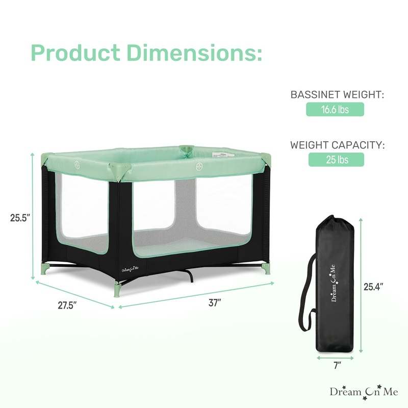 Dream on Me Zodiak Portable Play Yard with Carry Bag and Shoulder Strap (Mint) - Kidsy