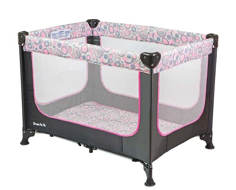 Dream on Me Zodiak Portable Play Yard with Carry Bag (Grey/Pink) - Kidsy