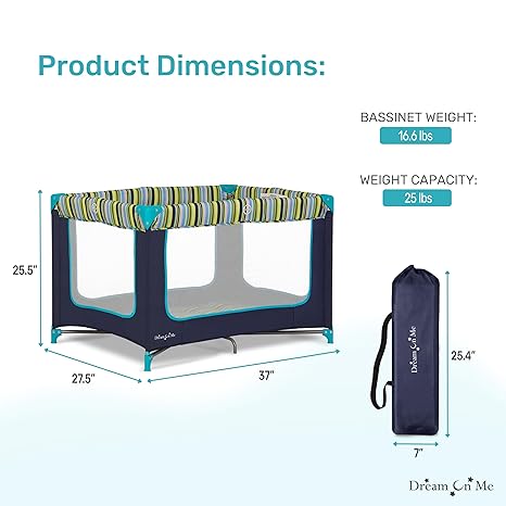 Dream On Me Zodiak Portable Playard with Padded Mat (Navy) - Kidsy