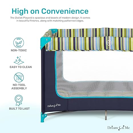 Dream On Me Zodiak Portable Playard with Padded Mat (Navy) - Kidsy
