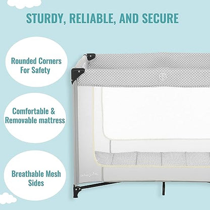 Dream On Me Zoom Playard (Light Grey) - Kidsy