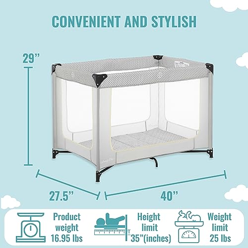 Dream On Me Zoom Playard (Light Grey) - Kidsy