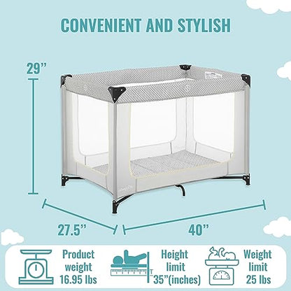 Dream On Me Zoom Playard (Light Grey) - Kidsy