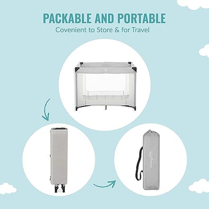 Dream On Me Zoom Playard (Light Grey) - Kidsy