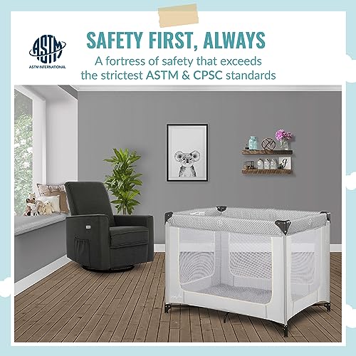 Dream On Me Zoom Playard (Light Grey) - Kidsy