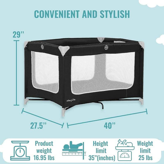 Dream On Me Zoom Portable Playard (Black) - Kidsy