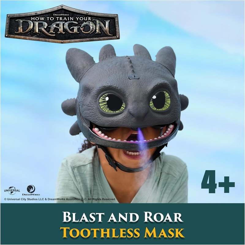 Dreamworks Dragons How To Train Your Dragon, Electronic Blast & Roar Toothless Mask, Kids Dress Up & Pretend Play Costumes - Kidsy