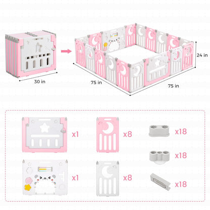 Dripex Baby Playard/Playpen for Babies and Toddlers (Pink White) - Kidsy