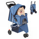 DUMOS Lightweight Foldable 3-Wheel Pet Stroller for Small Dogs and Cats (Blue) - Kidsy