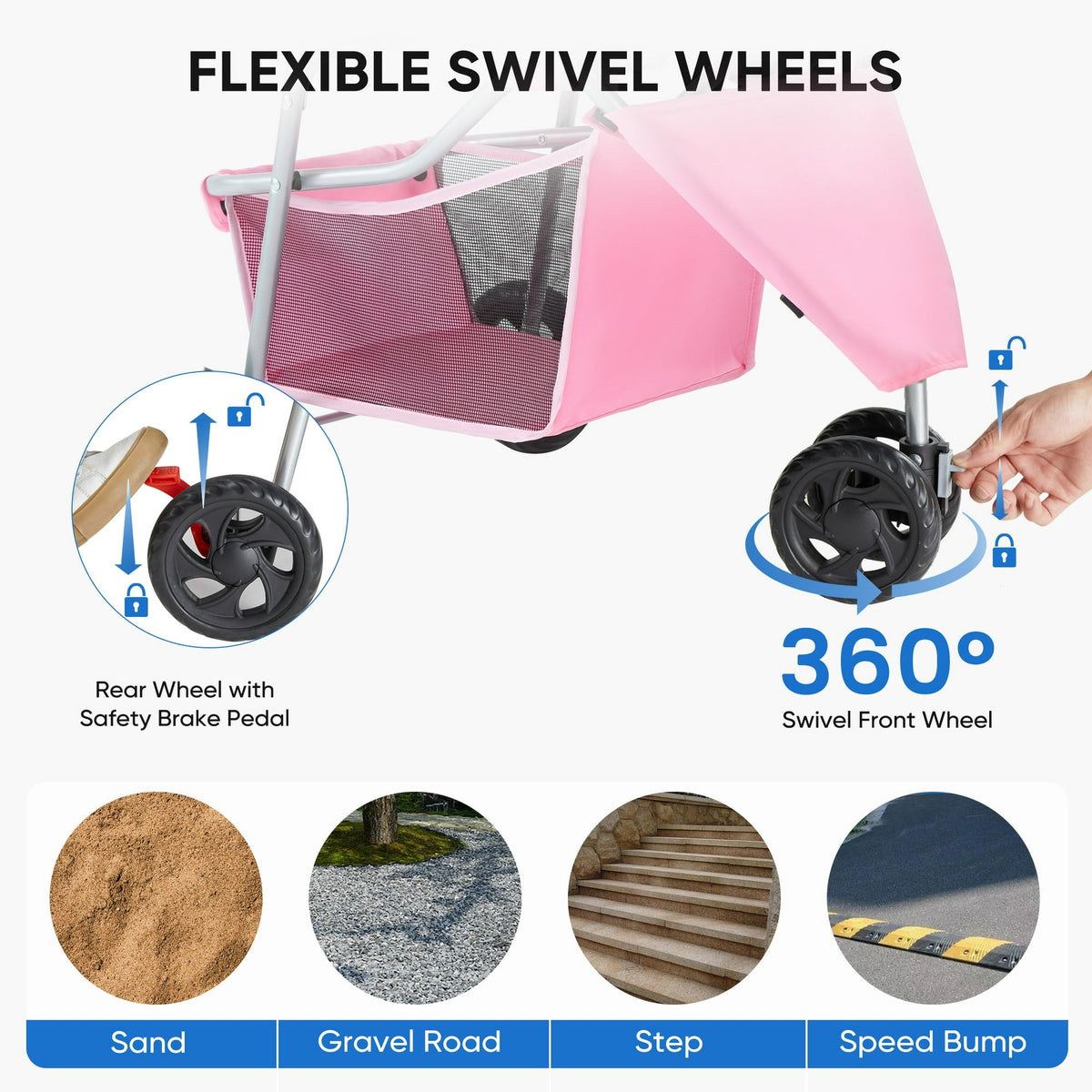 edx 3 Wheels Pet Stroller (Pink) - Kidsy