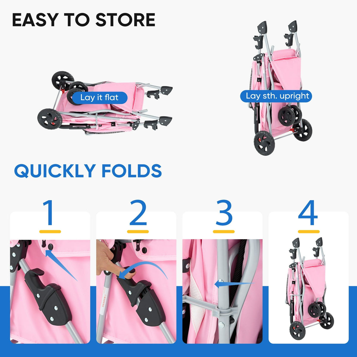 edx 3 Wheels Pet Stroller (Pink) - Kidsy