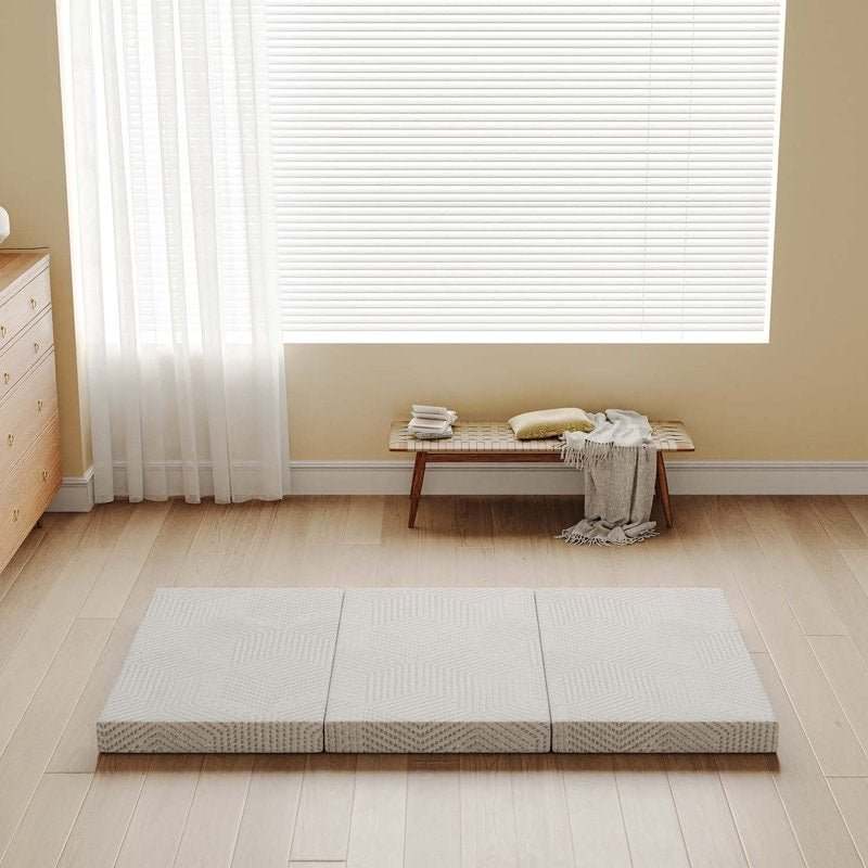 EGOHOME 4" Tri-Fold Gel Memory Foam Topper Pad, Single Size (75" x 25")