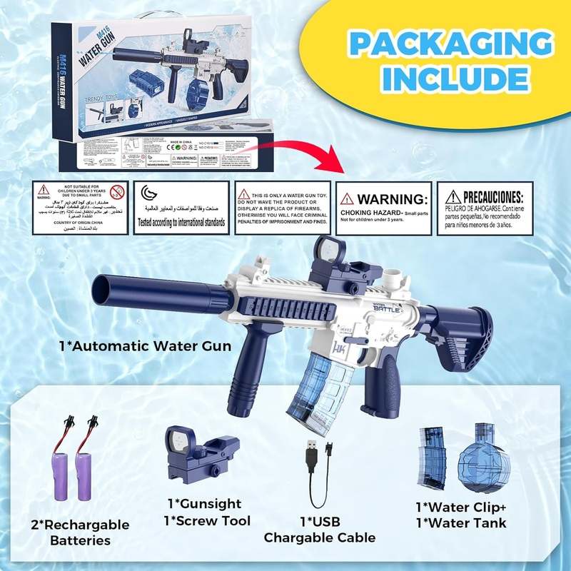 Electric Water Gun Squirt Gun Toy (Blue) - Kidsy