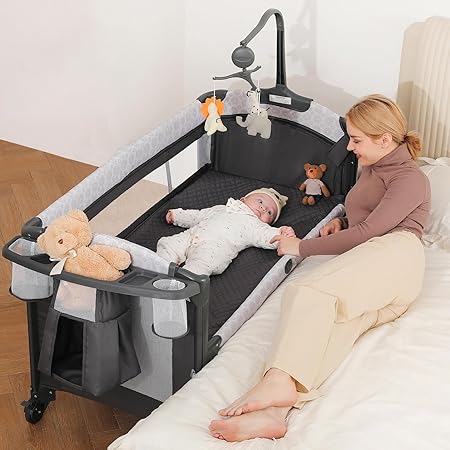 ELEMARA 4 - in - 1 Wide Baby Bassinet Bedside Crib - Kidsy