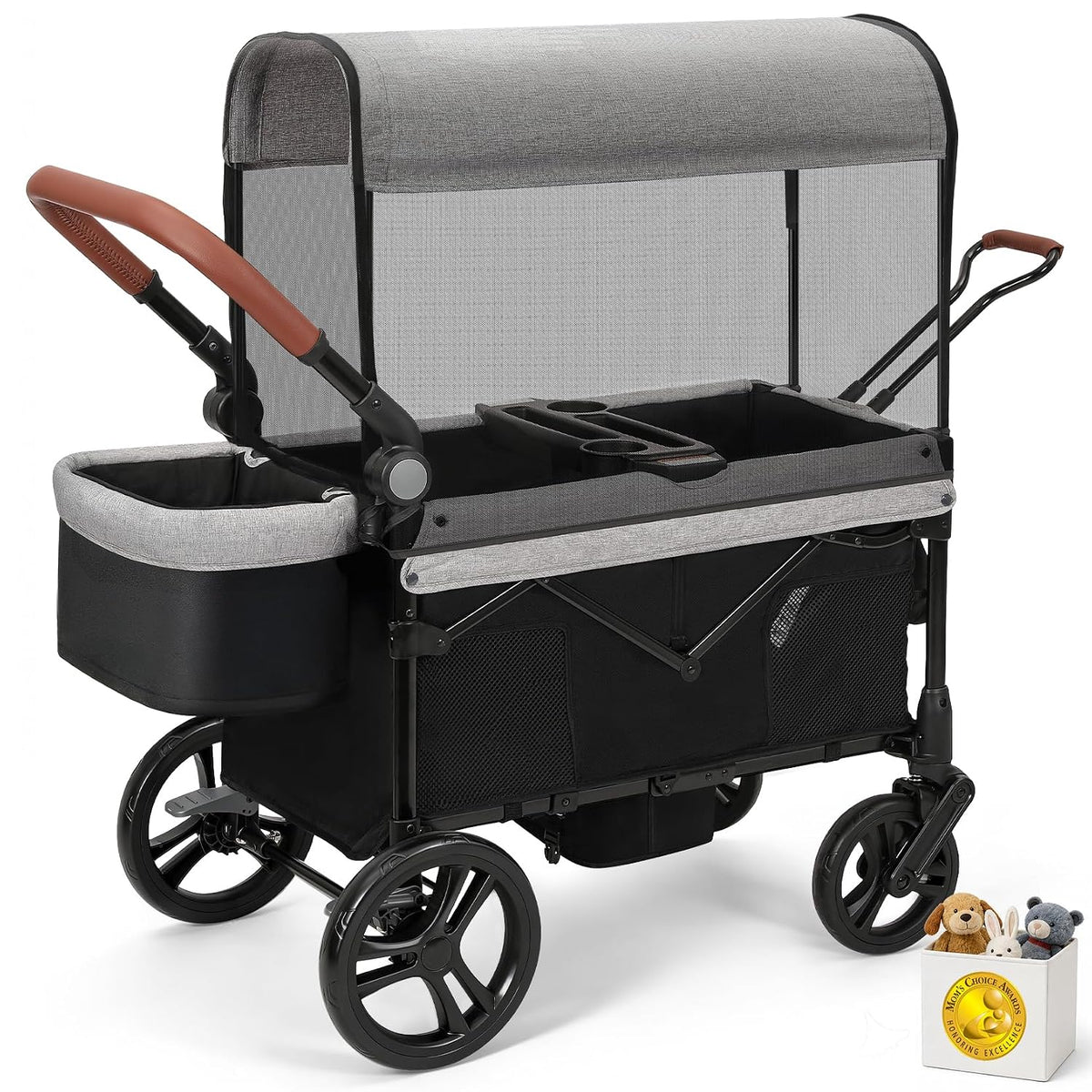 ELEMARA All-Terrain Stroller Wagon for 2 Kids (Grey+Black) - Kidsy