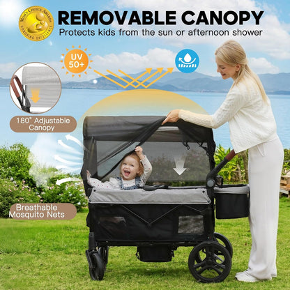 ELEMARA All-Terrain Stroller Wagon for 2 Kids (Grey+Black) - Kidsy