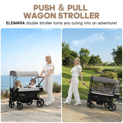 ELEMARA All-Terrain Stroller Wagon for 2 Kids (Grey+Black) - Kidsy