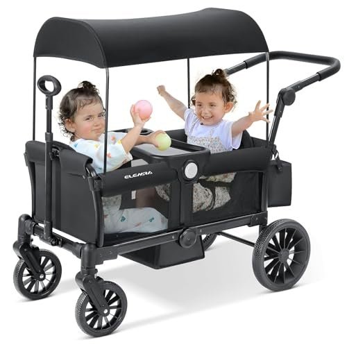 Elemara All - Terrain Wagon Stroller for 2 Kids (Black) - Kidsy