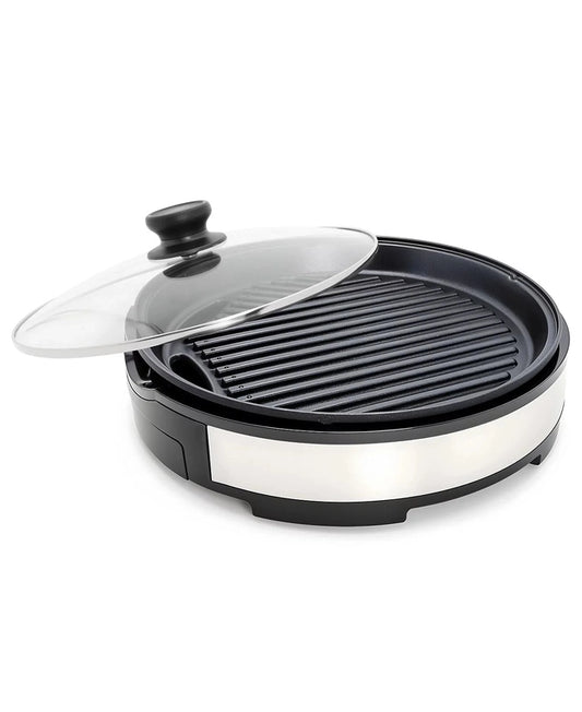 Elite Cuisine 12 - Inch Stainless Steel Deluxe Indoor Grill with Tempered Glass Lid - Kidsy