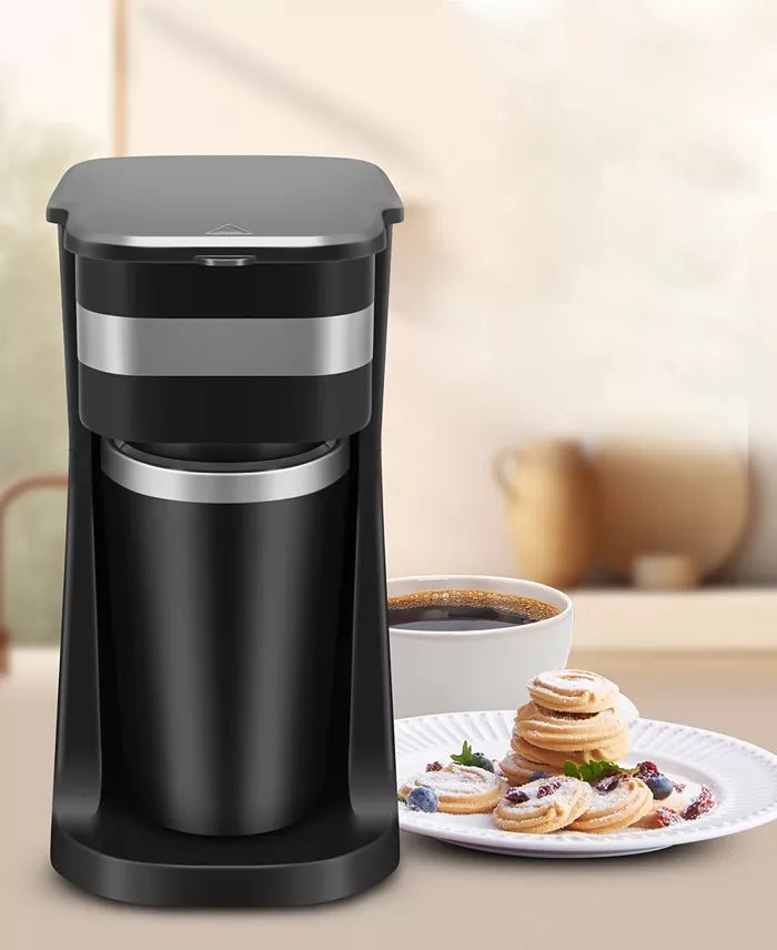 Elite Cuisine Personal Coffee Maker with Travel Mug (Black) - Kidsy