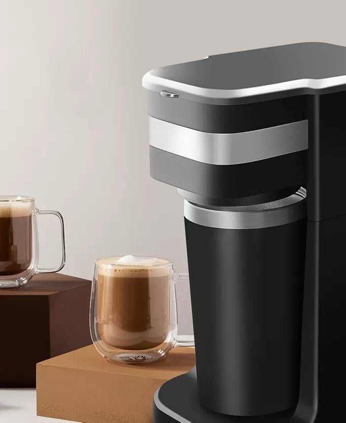 Elite Cuisine Personal Coffee Maker with Travel Mug (Black) - Kidsy