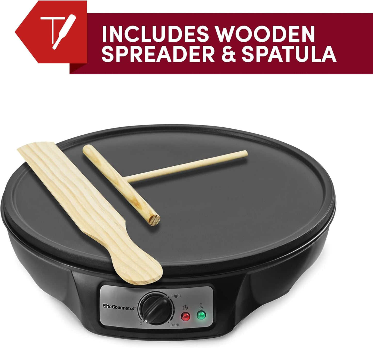 Elite Gourmet ECP - 126 Electric Crepe Maker Non - stick Griddle 12" (Black) - Kidsy