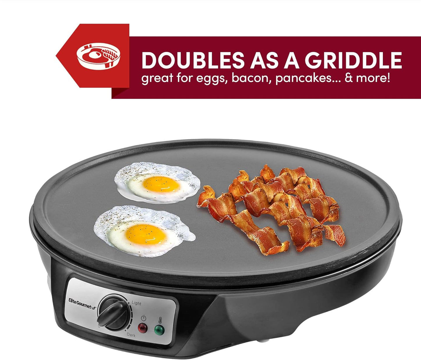 Elite Gourmet ECP - 126 Electric Crepe Maker Non - stick Griddle 12" (Black) - Kidsy