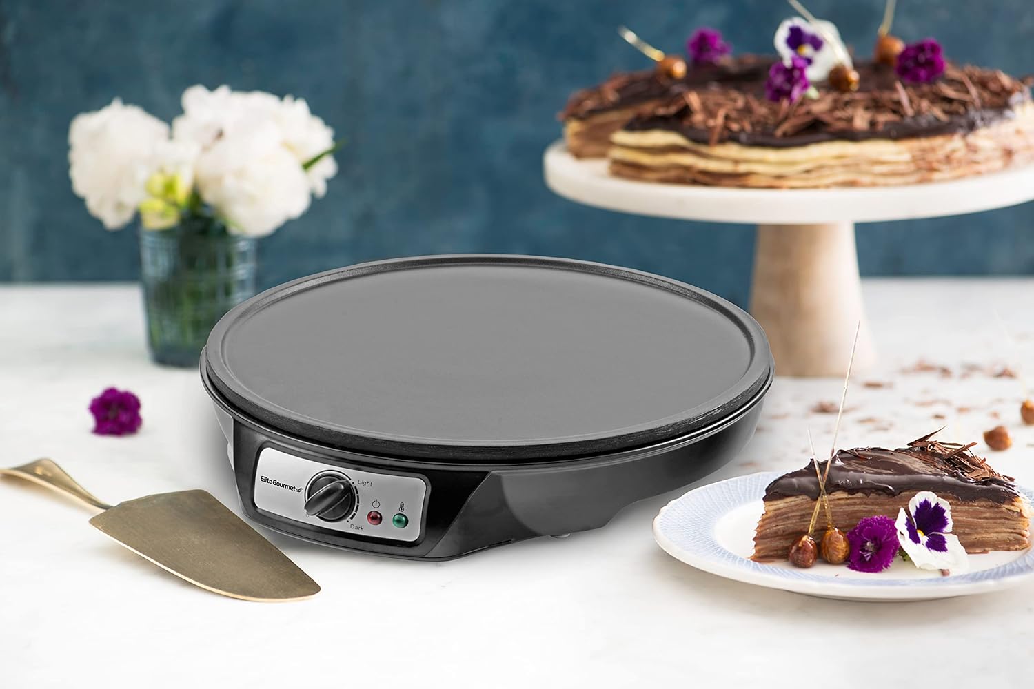 Elite Gourmet ECP - 126 Electric Crepe Maker Non - stick Griddle 12" (Black) - Kidsy