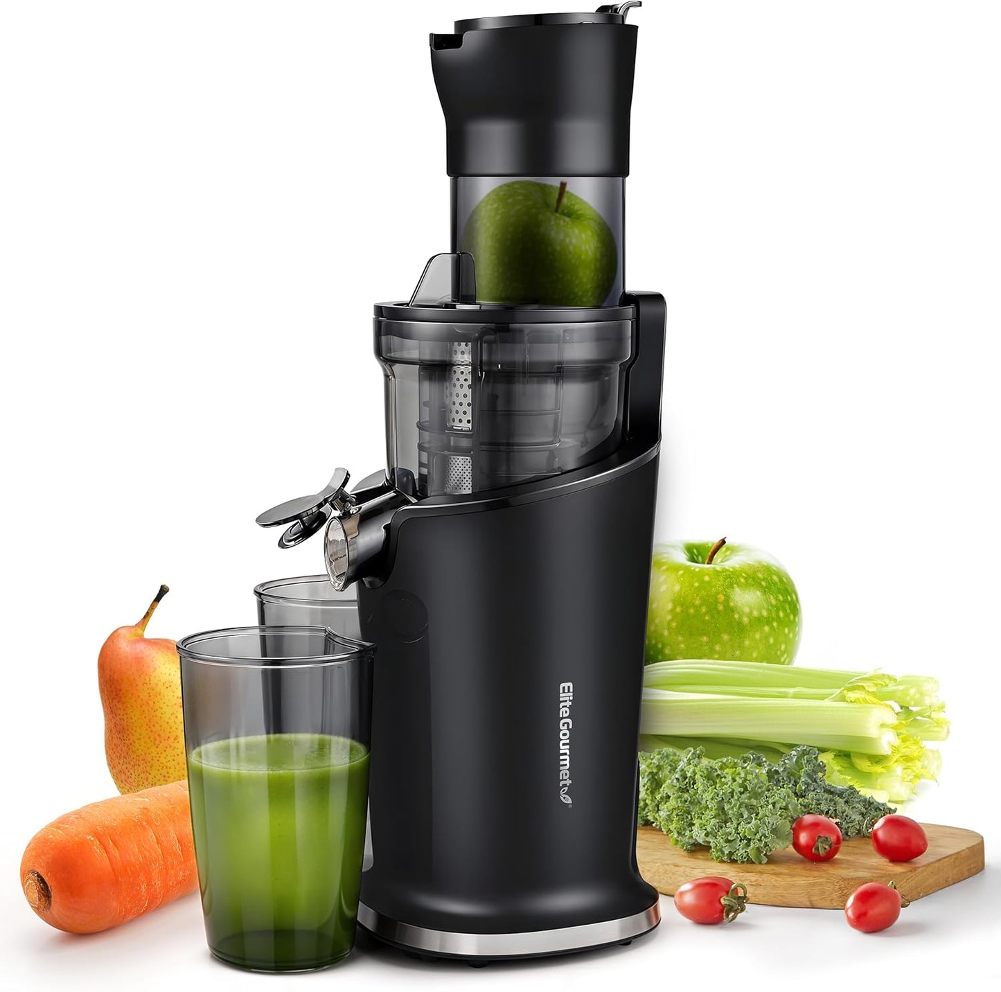 Elite Gourmet EJX017 Whole Fruit 3” Feeding Chute Dynamic Masticating Slow Juicer (Black) - Kidsy