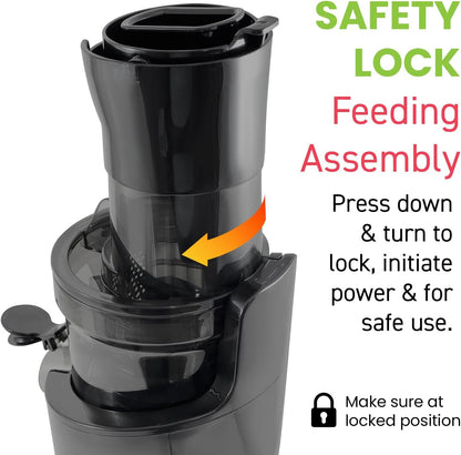 Elite Gourmet EJX017 Whole Fruit 3” Feeding Chute Dynamic Masticating Slow Juicer (Black) - Kidsy