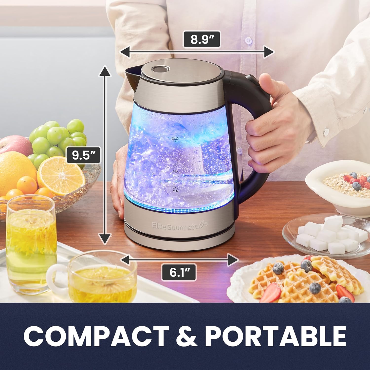 Elite Gourmet EKT - 602 Electric BPA - Free Glass Kettle Stainless Steel - Kidsy