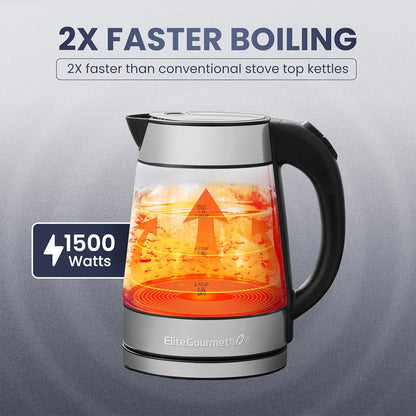 Elite Gourmet EKT - 602 Electric BPA - Free Glass Kettle Stainless Steel - Kidsy