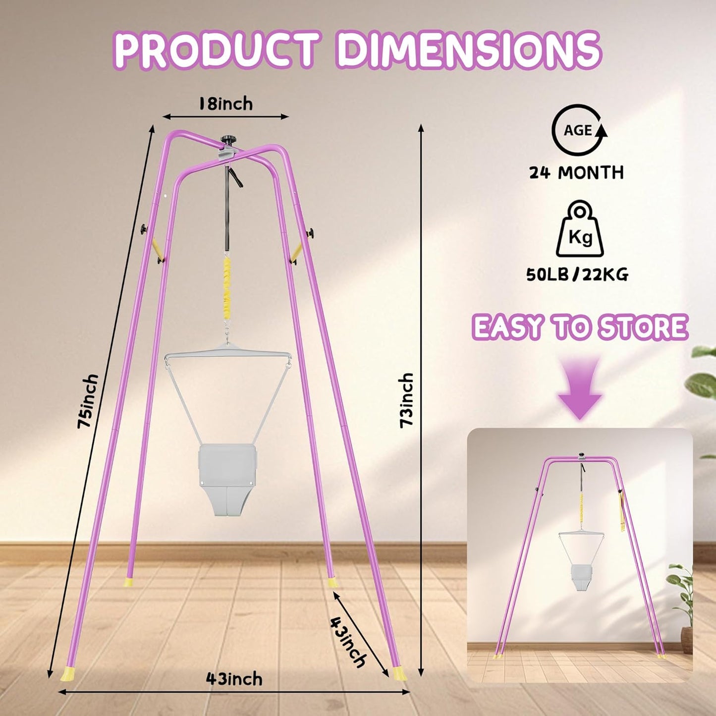 EL&IT·Wings Baby Jumper with Stand, Adjustable (Purple) - Kidsy